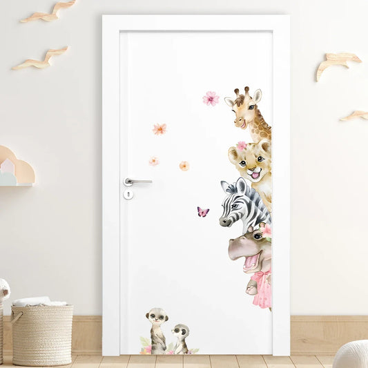 Cartoon Animals Wall Decal | Kids Room Decor removable peel and stick wall decal by HomeDecorDecals.