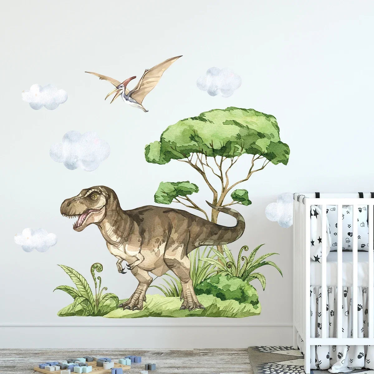 Watercolor Dinosaur Wall Sticker PVC Kids Room Decor-HomeDecorDecals_com