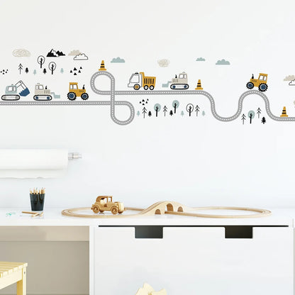 1pc Cartoon Cars Wall Stickers for Children Room Kids Room Truck Tractor Bedroom Wall Decoration Home Decor for The House-HomeDecorDecals_com