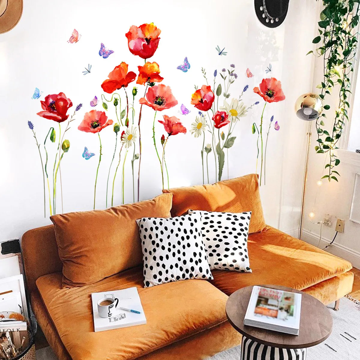 Red Flowers PVC Wall Decal | Room Decor design details by HomeDecorDecals.