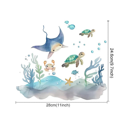 Watercolour Cartoon Cute Marine Animals Wall Decal | Home Decor home decor design by HomeDecorDecals.