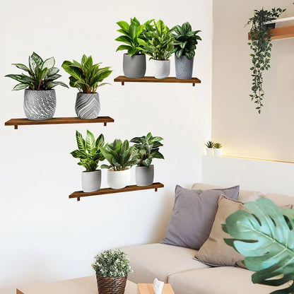 3Pcs/Set Fake Green Plants Potted Plant 3D Wall Stickers Waterproof Self Adhesive Decals Living Room Study Office Decor-HomeDecorDecals_com