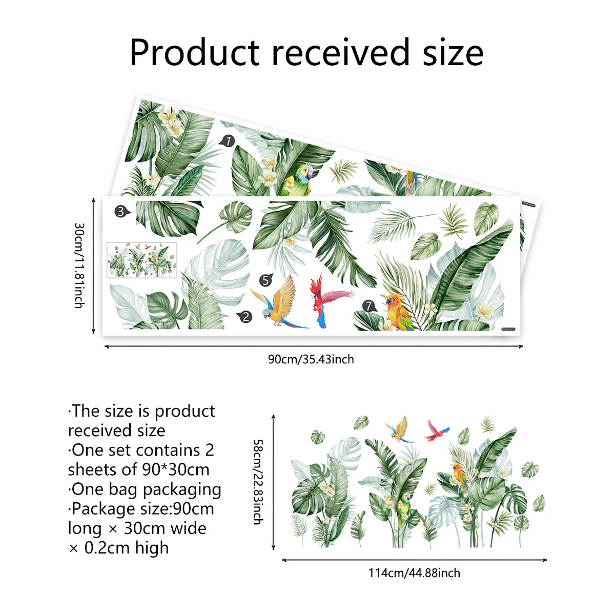 Additional view of Tropical Leaves and Bird Wall Decal | Home Decor by HomeDecorDecals.