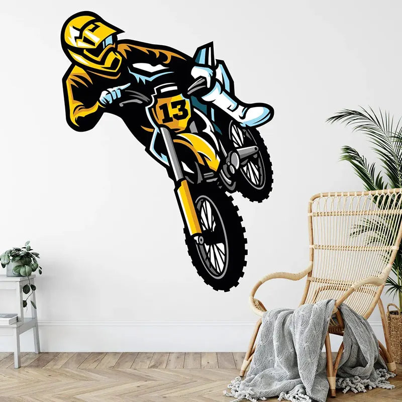 Motocross Dirt Bike Wall Decal Boys Bedroom Playroom Home Decoration Motorbike Extreme Sport Art Window Sticker Mural-HomeDecorDecals_com
