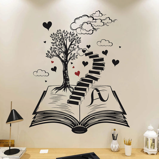 1pcs Fairy Tale Wonderland Cartoon Book Staircase Pattern Wall Stickers for Kids Room Bedroom Decoration Wall Decals Home Deocr-HomeDecorDecals_com