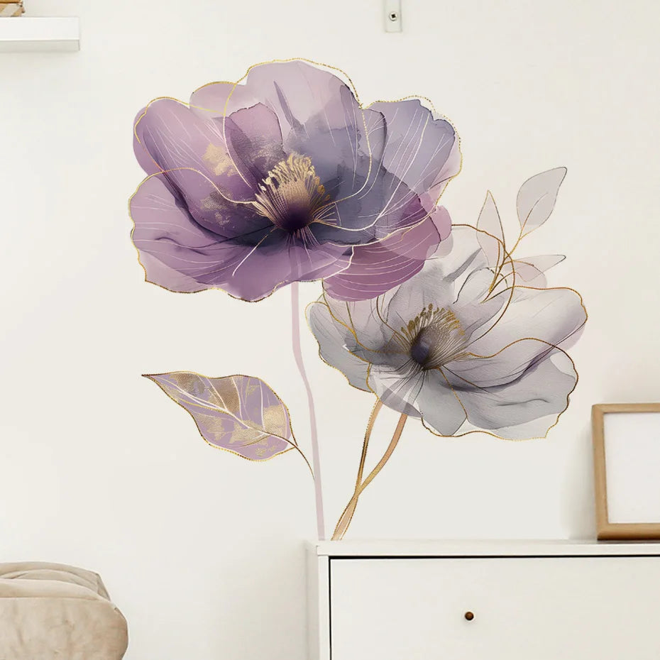 Purple Flowers Wall Decal | Home Decor displayed in room decor by HomeDecorDecals.