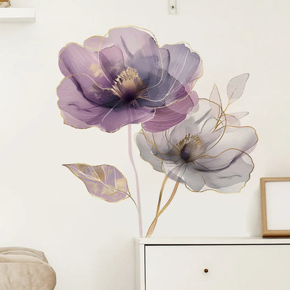 Purple Flowers Wall Decal | Home Decor displayed in room decor by HomeDecorDecals.