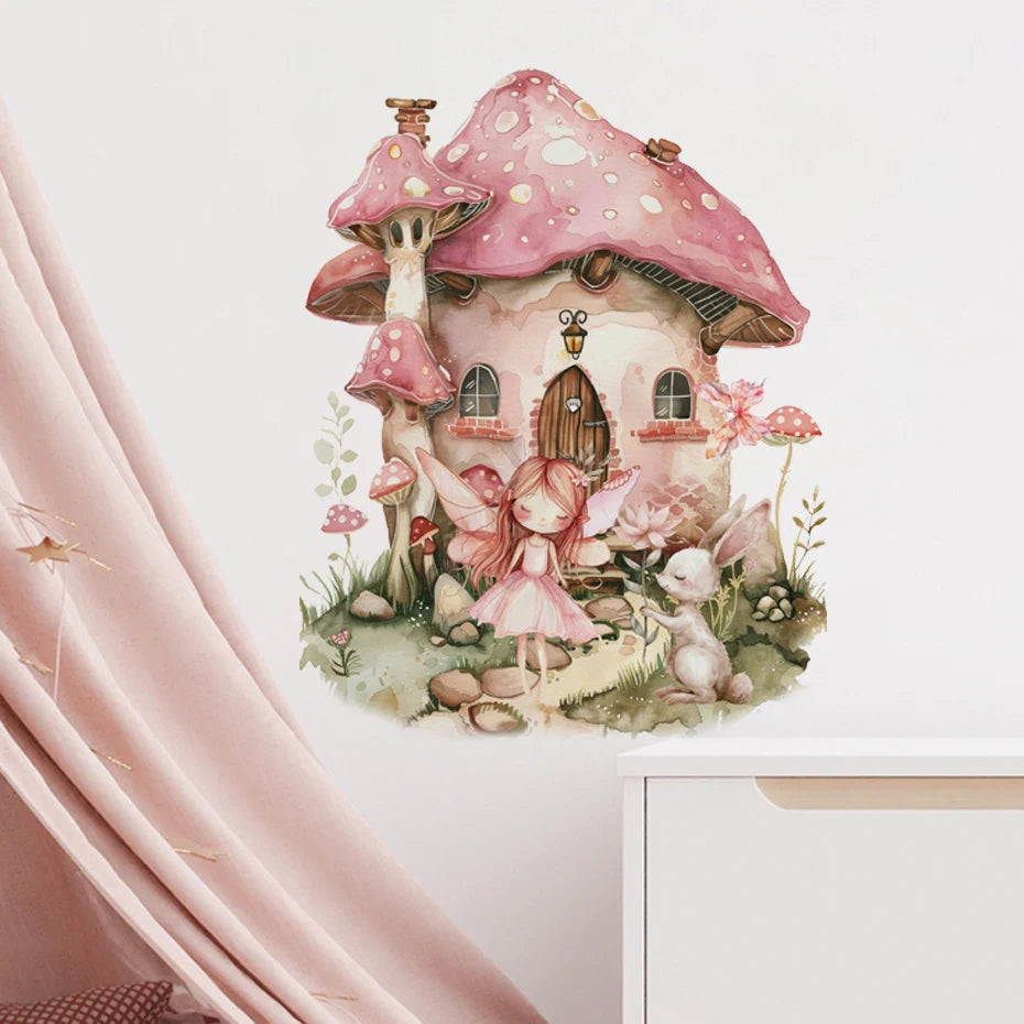 Elf Princess Mushroom House Kids Wall Sticker-HomeDecorDecals_com