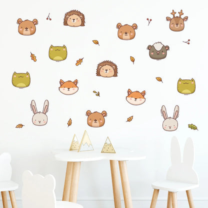 1Pc Cartoon Cute Animal Avatar Fox Rabbit Bear Wall Stickers for Kids Room Bedroom Wall Decals Home Decor Living Room Decoration-HomeDecorDecals_com