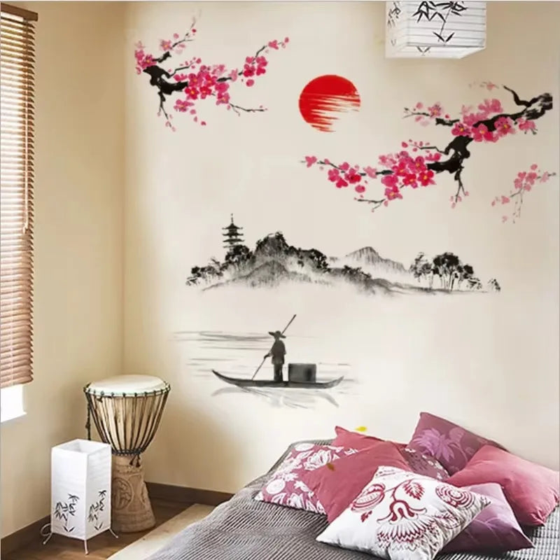 Sakura Cherry Blossom Tree Wall Sticker-HomeDecorDecals_com