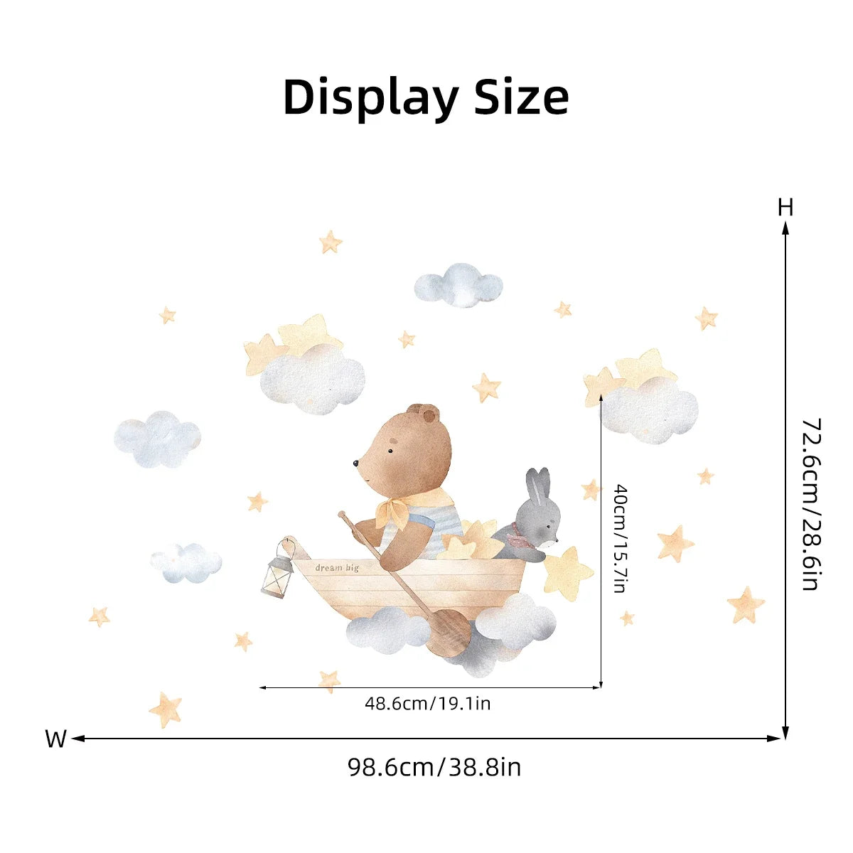 1Pc Cloud Star Bear Rabbit Boating Wall Sticker for Children Room Decoration Kids Room Wall Decals Bedroom Decor for Living Room-HomeDecorDecals_com