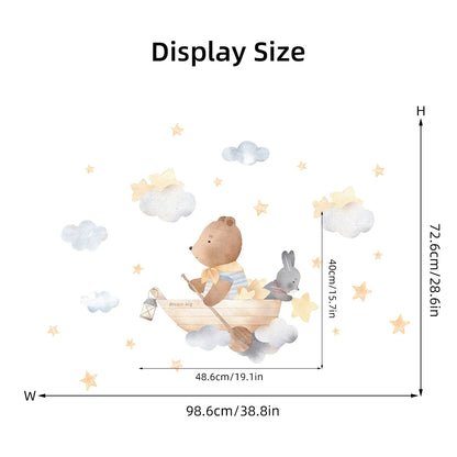 1Pc Cloud Star Bear Rabbit Boating Wall Sticker for Children Room Decoration Kids Room Wall Decals Bedroom Decor for Living Room-HomeDecorDecals_com