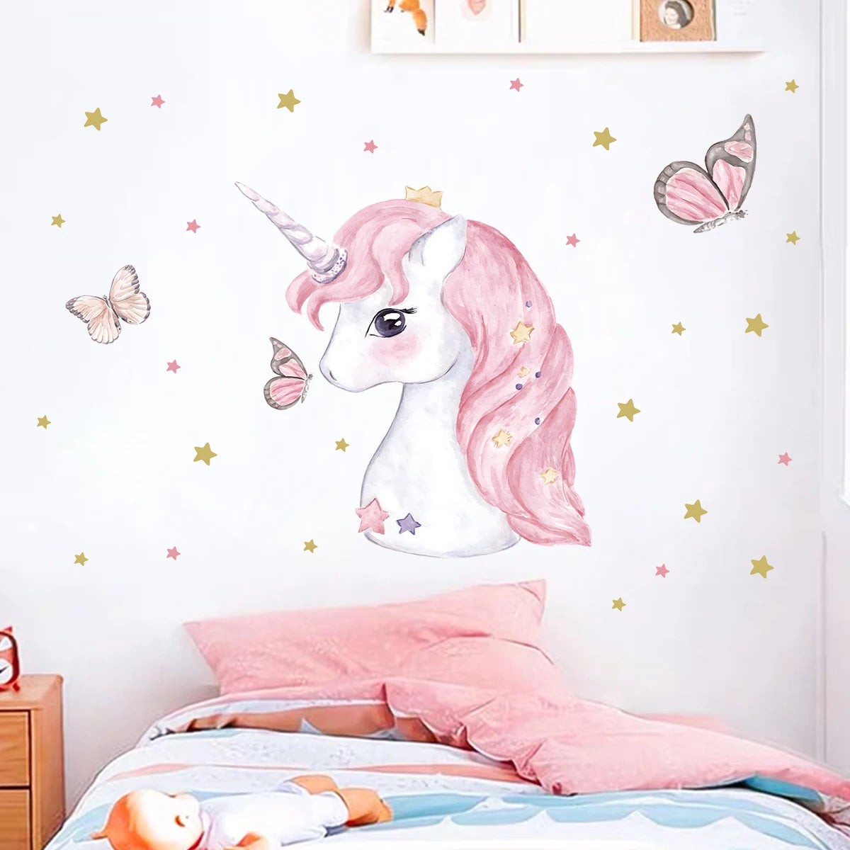 Cartoon Cute Animal Unicorn Wall Sticker Kids Room Wall Art Decoration for Bedroom Girls Sweet Home Decore Living Room Wallpaper-HomeDecorDecals_com