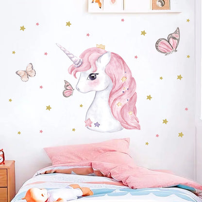 Cartoon Cute Animal Unicorn Wall Sticker Kids Room Wall Art Decoration for Bedroom Girls Sweet Home Decore Living Room Wallpaper-HomeDecorDecals_com