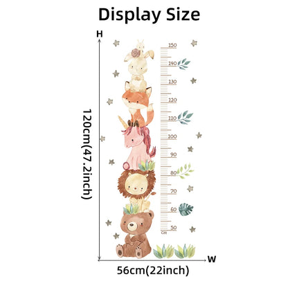 Watercolor Animal Bear Lion Bunny Height Ruller Wall Stickers Kids Grow uo Chart Wall Decals for Kids Room Baby Nursery Room PVC-HomeDecorDecals_com