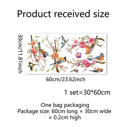 Spring Summer Flowers Birds Series Window Decoration Stickers Pvc Room Decoration Electrostatic Glass Shading Stickers-HomeDecorDecals_com