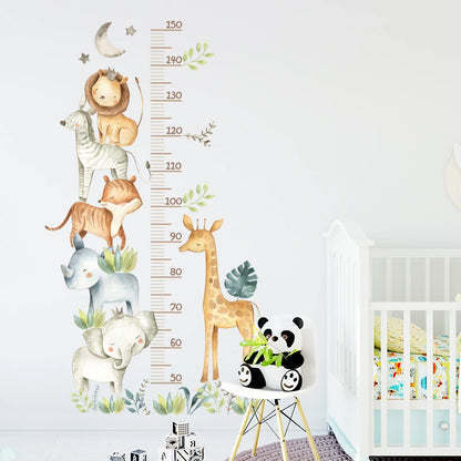 3PC Cartoon Animal Height Ruler Wall Stickers for Waterproof Removable PVC Kids Room Kindergarten Home Decoration-HomeDecorDecals_com