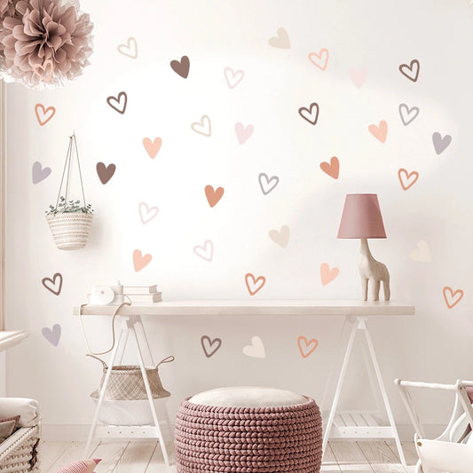 36Pcs Boho Hearts Wall Stickers For Home Living Room Children Girl Boy Bedroom Decoration Baby Nursery DIY Art Decals Wallpaper-HomeDecorDecals_com