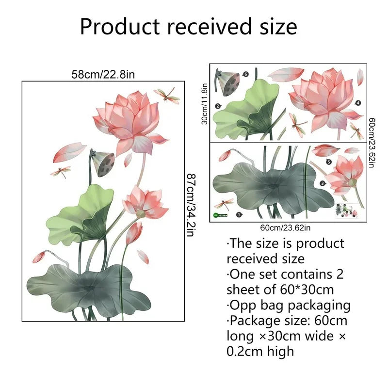 Additional view of Lotus and Dragonfly Wall Decal | Home Decor by HomeDecorDecals.