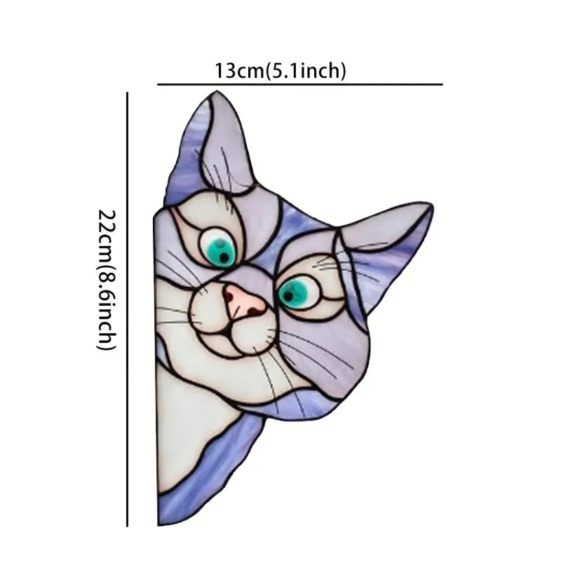 Cat Peeking Window Glass Decal | Home Decor displayed in room decor by HomeDecorDecals.