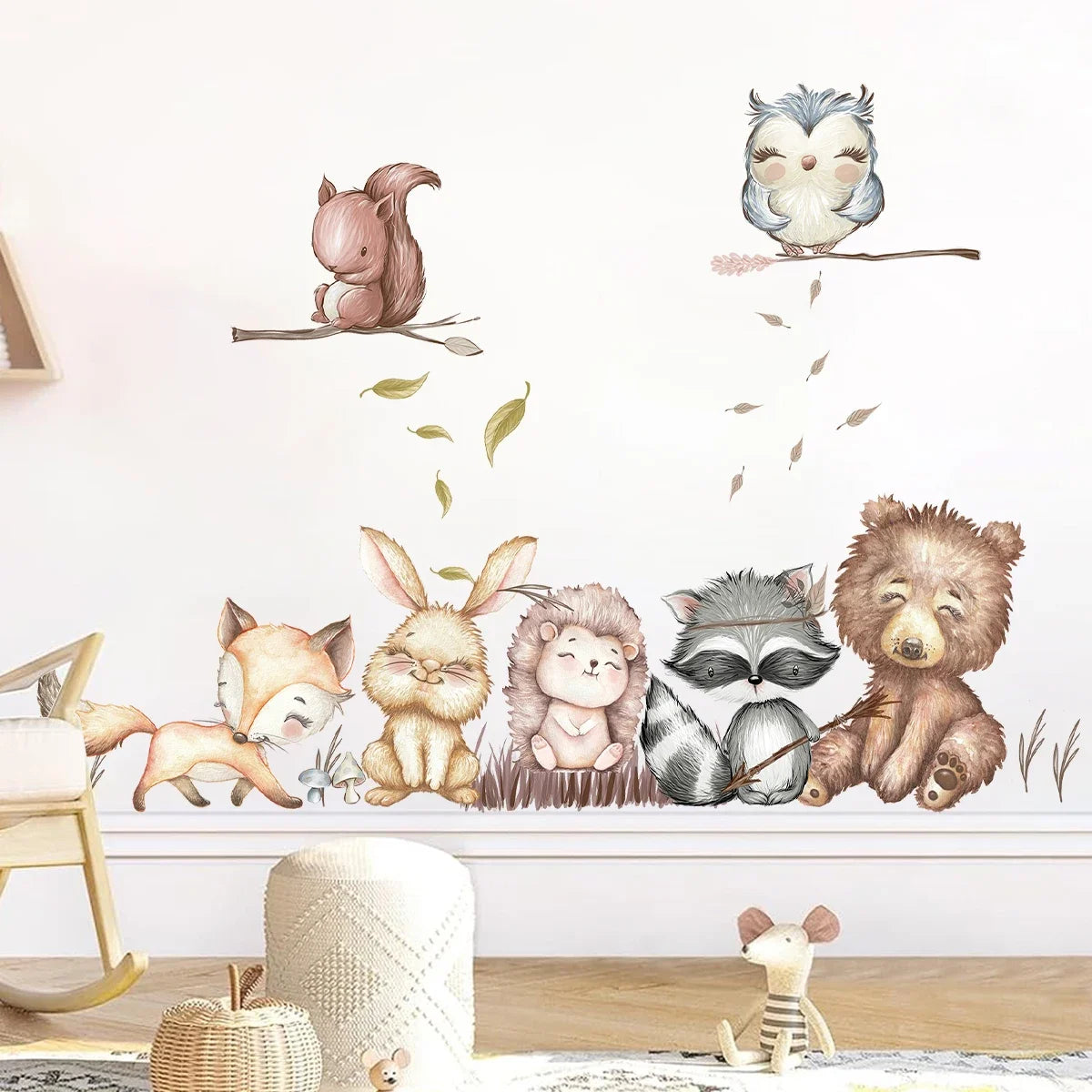 1Pc Cartoon Animals Rabbit Bear Wall Sticker Kids Room Wall Decoration Children's Room Bedroom Wall Decals Decor for Living Room-HomeDecorDecals_com
