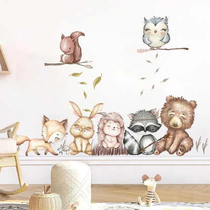 1Pc Cartoon Animals Rabbit Bear Wall Sticker Kids Room Wall Decoration Children's Room Bedroom Wall Decals Decor for Living Room-HomeDecorDecals_com