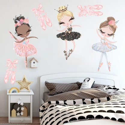 Kawaii Ballet Dace Girl Wall Art Sticker For Living Room Girls Bedroom Decoration Self-adhesive Wallpaper Baby Home Decor-HomeDecorDecals_com