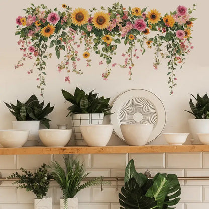 Sunflower Floral Self-Adhesive Wall Sticker | Home Decor by HomeDecorDecals.