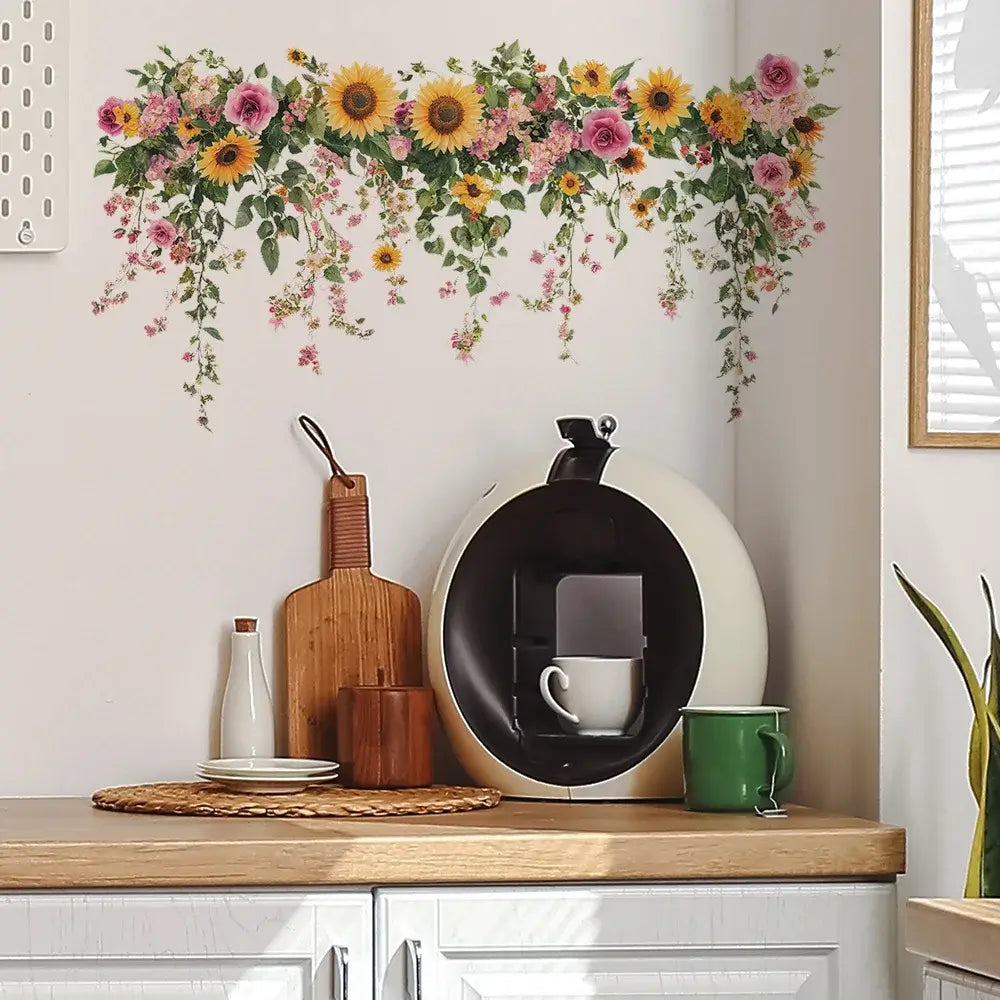 Sunflower Floral Self-Adhesive Wall Sticker | Home Decor displayed in room decor by HomeDecorDecals.