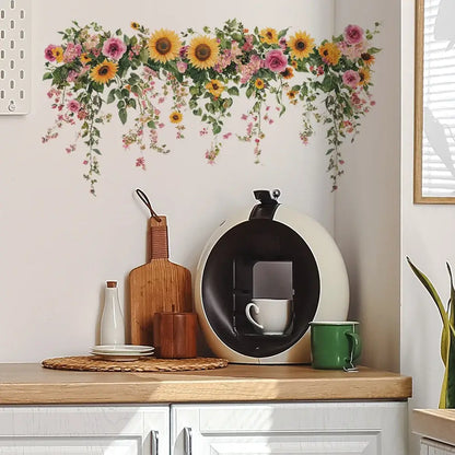 Sunflower Floral Self-Adhesive Wall Sticker | Home Decor displayed in room decor by HomeDecorDecals.
