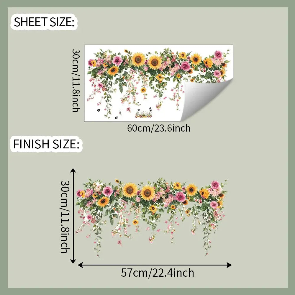 Additional view of Sunflower Floral Self-Adhesive Wall Sticker | Home Decor by HomeDecorDecals.
