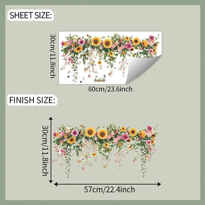 Additional view of Sunflower Floral Self-Adhesive Wall Sticker | Home Decor by HomeDecorDecals.