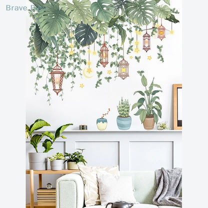 Tropical Green Leaves Wall Decal | Home Decor removable peel and stick wall decal by HomeDecorDecals.