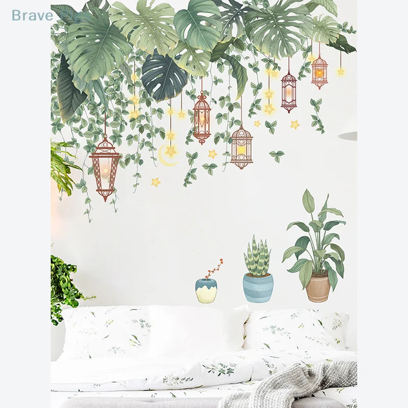 Tropical Green Leaves Wall Decal | Home Decor design details by HomeDecorDecals.