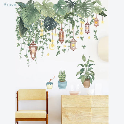 Tropical Green Leaves Wall Decal | Home Decor displayed in room decor by HomeDecorDecals.