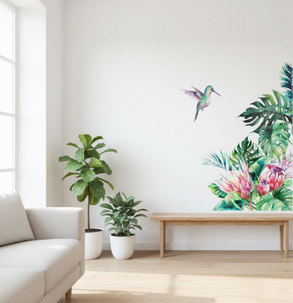 Tropical Flowers and Birds Mural Wall Decal | Home Decor by HomeDecorDecals.