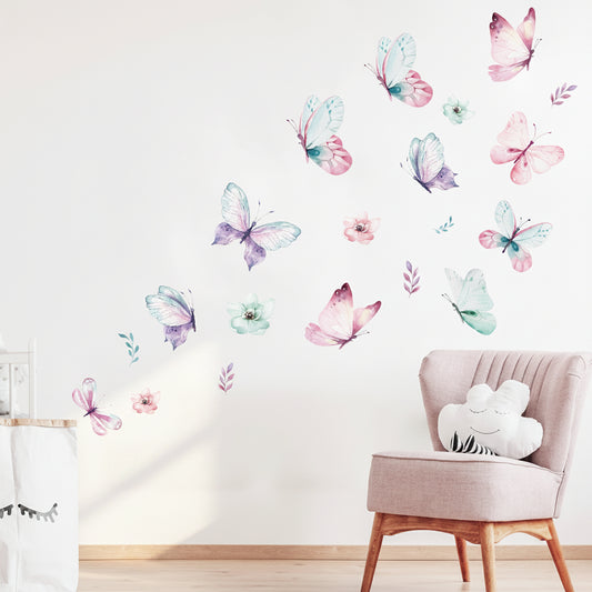Watercolour Butterflies Wall Decal | Kids Room Decor by HomeDecorDecals.