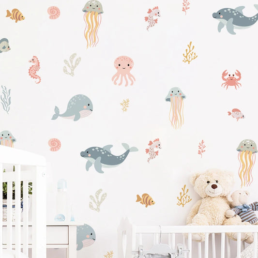 Watercolour Cartoon Ocean Fish and Animal Wall Decal | Home Decor by HomeDecorDecals.