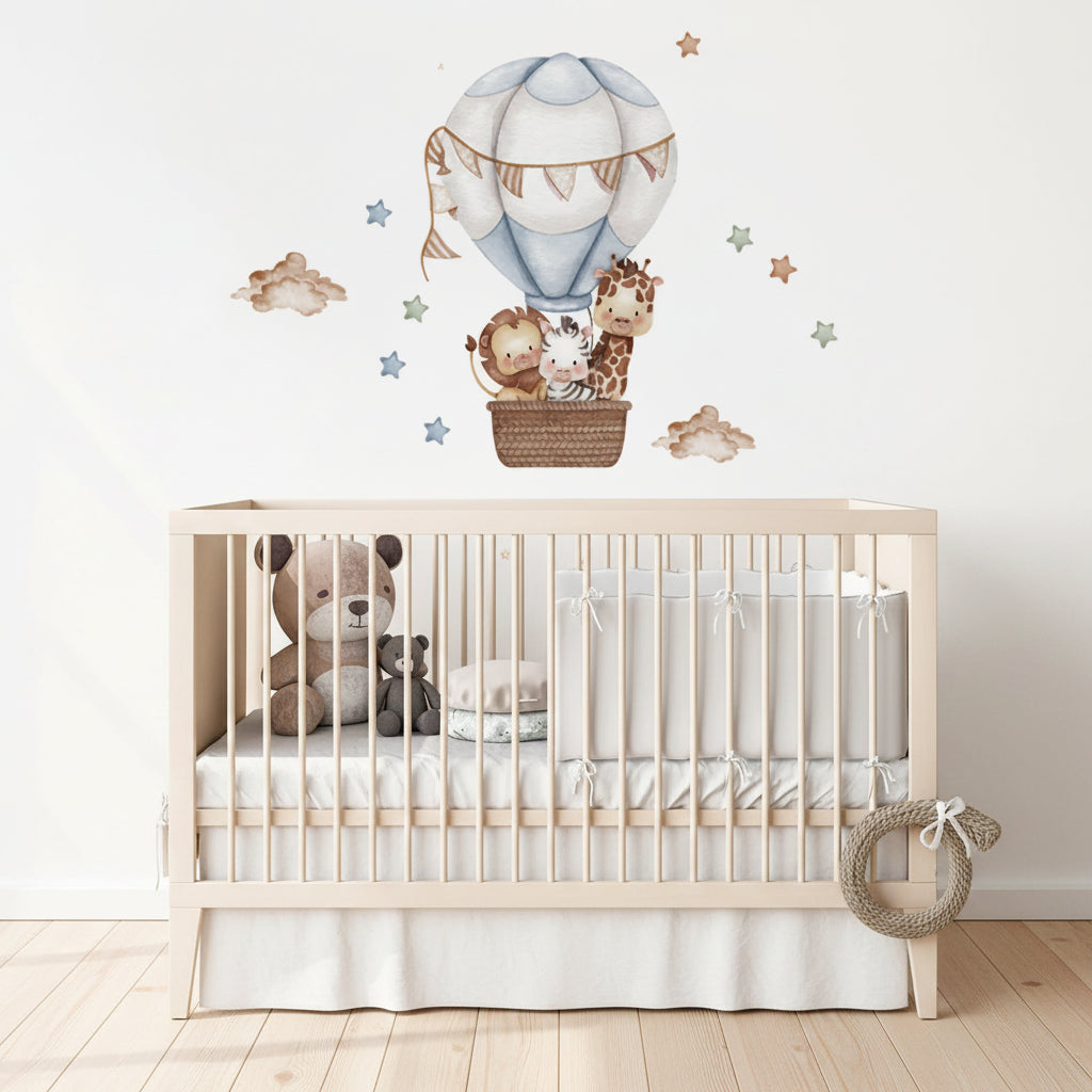 Watercolour Hot Air Balloon Wall Decal | Kids Room Decor removable peel and stick wall decal by HomeDecorDecals.